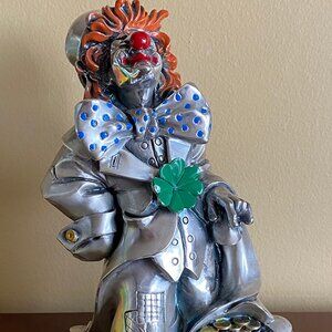 Rare Mida & Leonardo Argenti Hand-Painted Italian Silver Clown 7" tall Stanislao